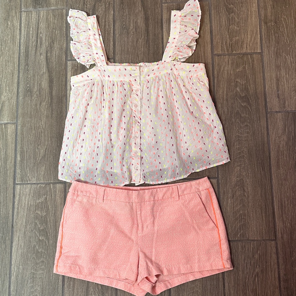 Merona Neon Shorts And Matching Neon Top by Mi Ami. Large top, 8 Shorts